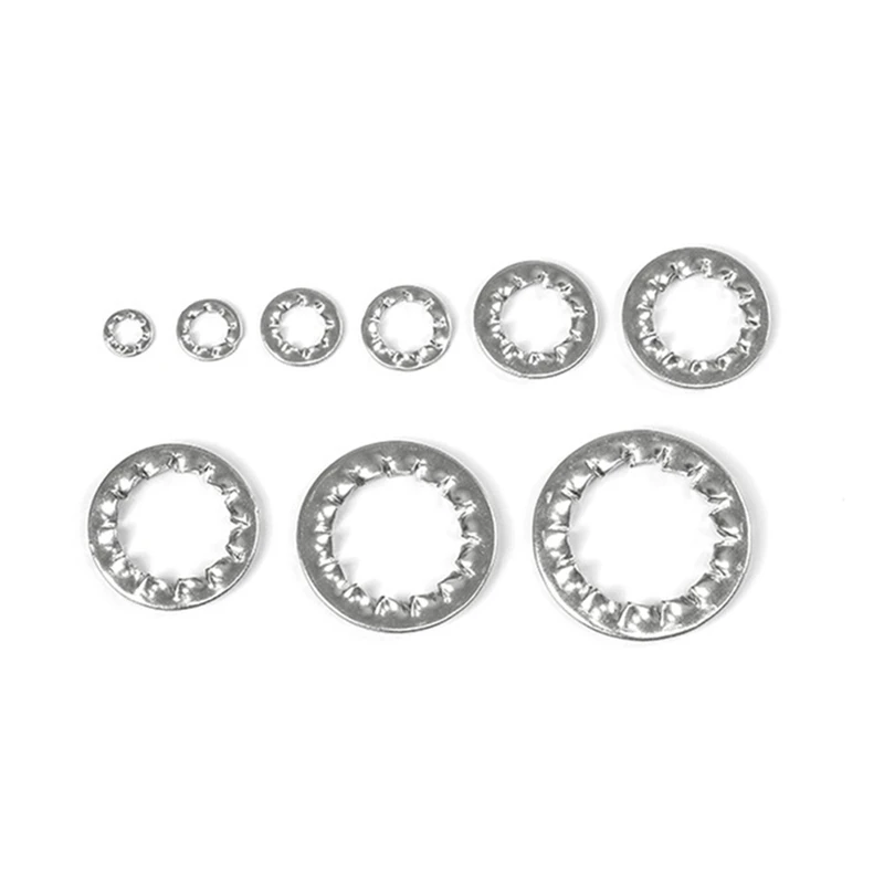 410 шт./компл. внутренних зуб замок комплект шайб в ассортименте M3 M4 M5 M6 M8 M10 M12 M14 M16