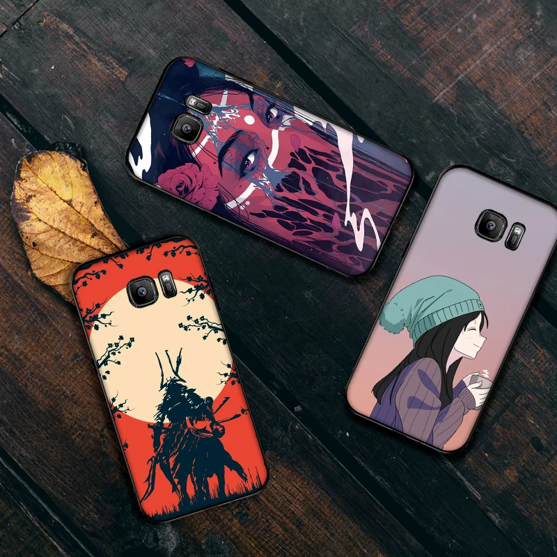 Японское искусство Мягкий силиконовый чехол для телефона samsung S6 S7 край S8 S9 S10 PLUS NOTE
