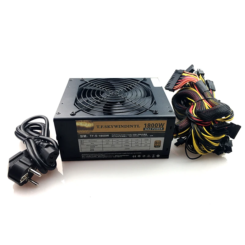 ATX PSU 1800 Вт модульный источник питания для Eth Rig Ethereum Mining Miner 180 240 В psu mining rig 24P ПК и т.