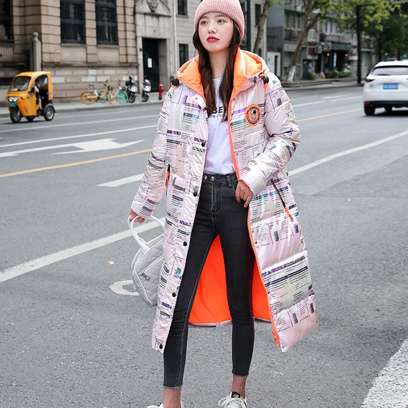 High Quality Women Down Cotton Coat Female Parkas 2021 New Fashion Winter Hooded Thick Glossy Letter Women Cotton Coat NBH351