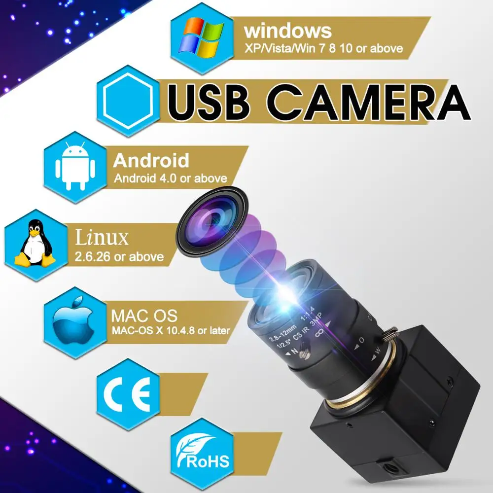 2MP 1080P HD USB2.0 веб-камера OmniVision CMOS OV2710 5-50 мм варифокальный объектив Мини CCTV