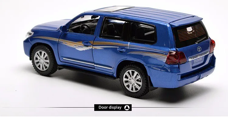 1/32 внедорожник Toyota Land Cruiser, брелок для автомобильных ключей, модели 4 дверь открыта тянуть обратно светильник музыка металлический автомобиль игрушка для детей мальчиков и девочек собрать