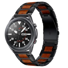 Metal wooden strap Compatible with Samsung watch 3 46mm/Huawei watch GT2 46mm/Huami Amazfit GTR47mm Bracelet strap for 22mm band