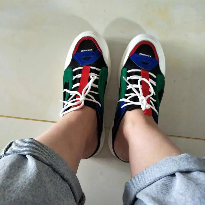 Женские тапочки на танкетке без застежки женские кроссовки плоской подошве 6 см