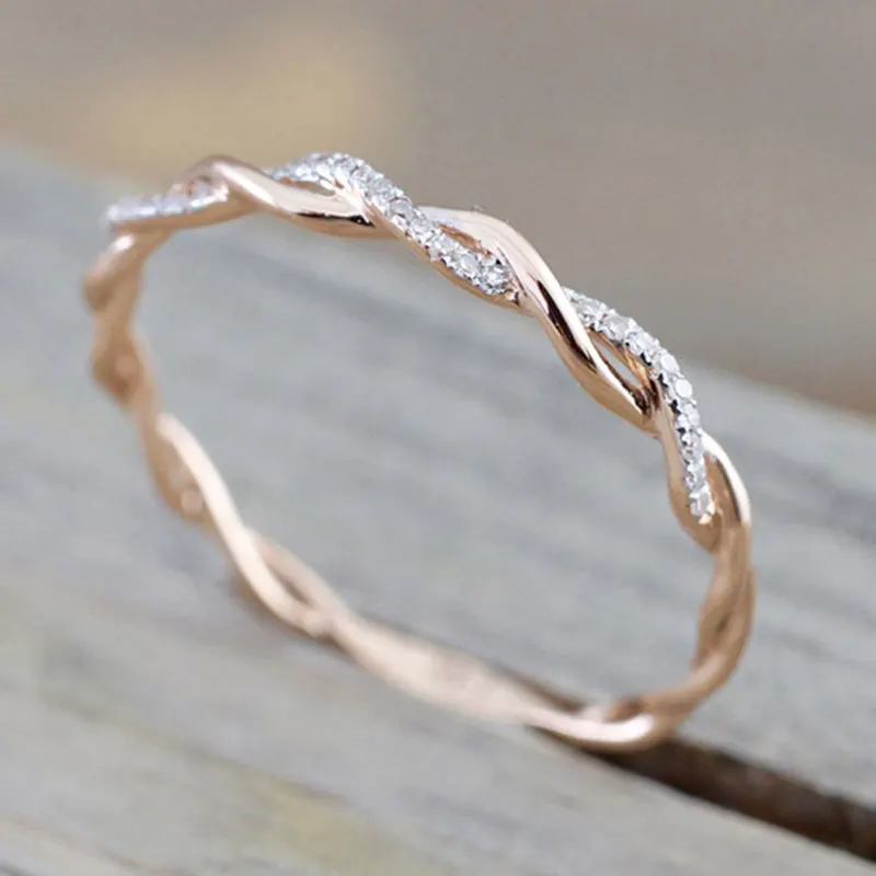 Классические витые кольца для женщин и девушек Подарочные Кольца с австрийскими