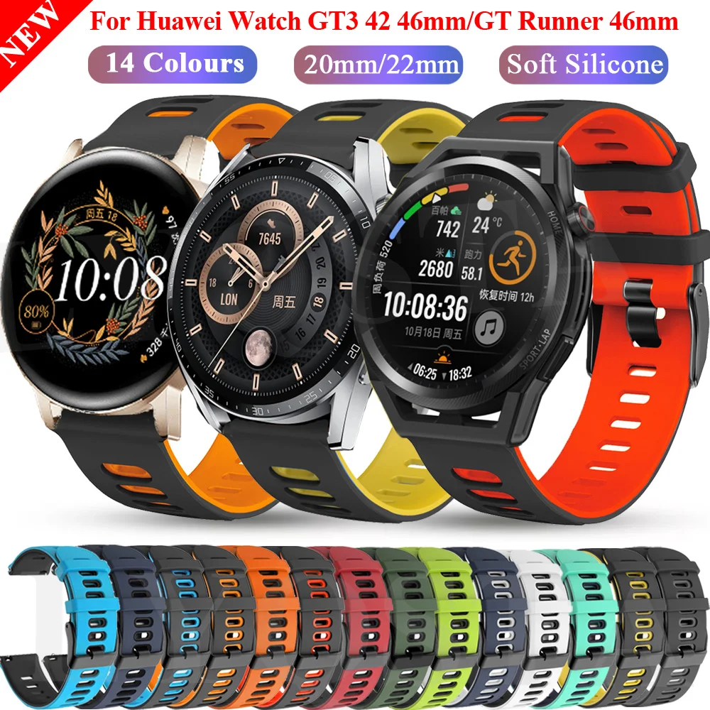 

20 22mm Replacement Wrist Straps WatchBand For Huawei Watch GT 3 GT3 42 46mm Smartwatch GT 2 GT2 Pro Band Silicone Belt Bracelet