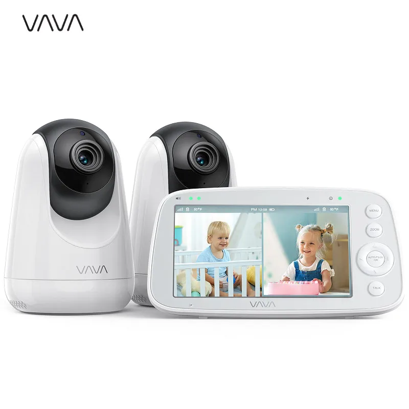 

VAVA 5" 720P Video Baby Monitor with Spilt View 2 Cameras Audio and Visual Monitoring Infrared Night Vision and Thermal Monitor