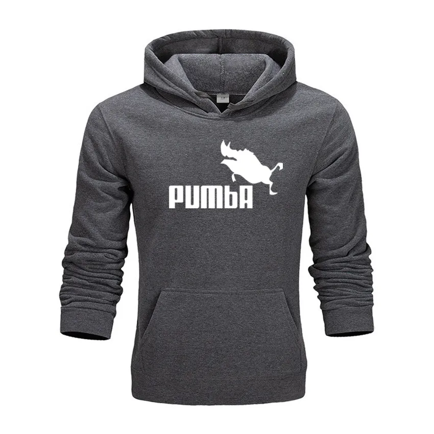 PUMBA, новая мода, мужские толстовки, костюмы, брендовый спортивный костюм для мужчин/женщин, толстовки+ спортивные штаны, Осень-зима, флисовый пуловер с капюшоном - Цвет: Dark grey