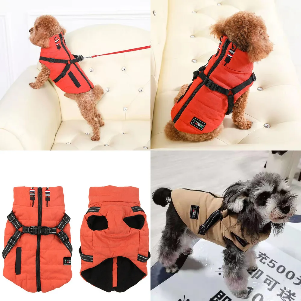 

Reflective Dog Clothes Winter Pet Coat Harness Vest Outfit Pomeranian Poodle Bichon Schnauzer Welsh Corgi Clothing Pet Costumes