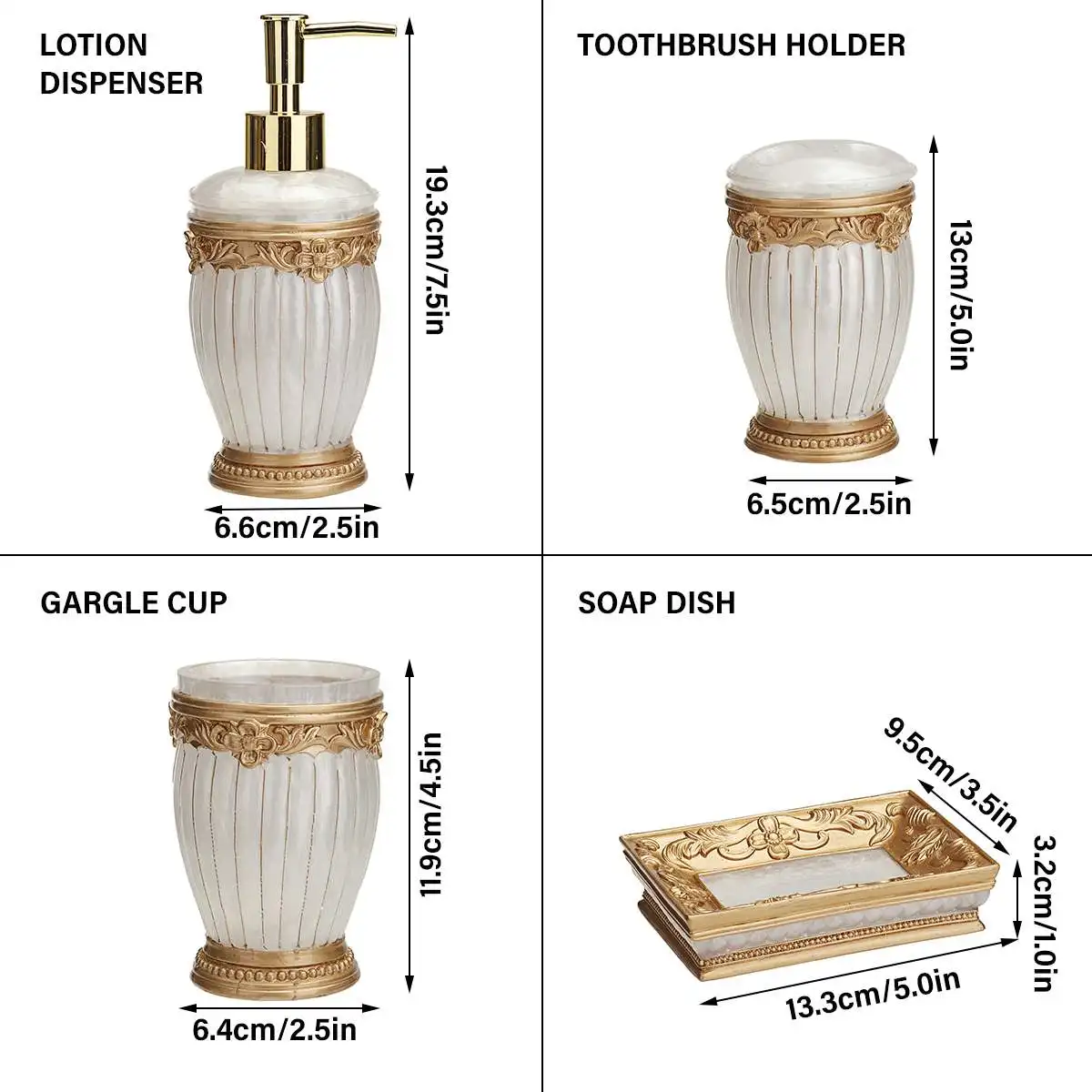 

5PCS Bathroom Accessories Set Resin Tumbler Lotion Dispenser Toothbrush Holder Soap Box Gargle Cup Travel Portable Bathroom Sets
