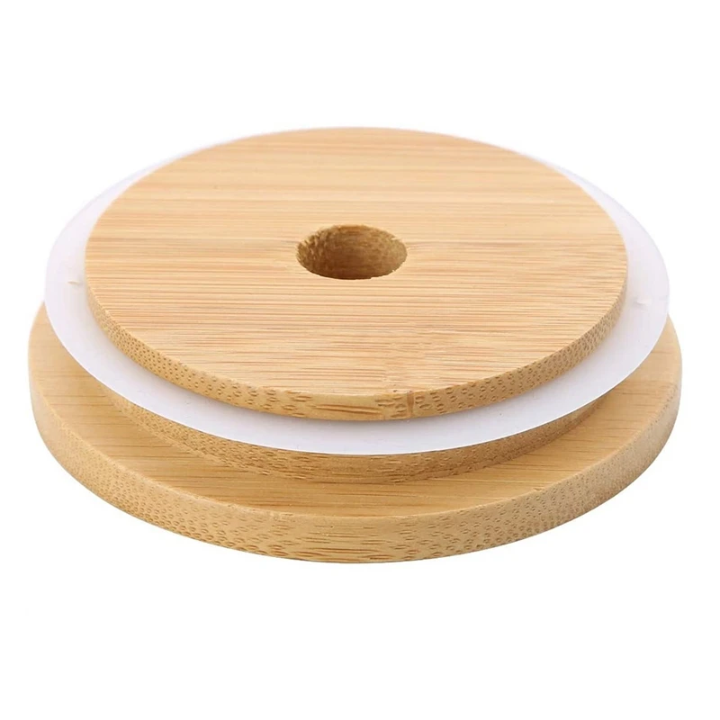 

4 Pcs Mason Jar Lids,Reusable Bamboo Lids,Wide Mouth Mason Jar Tumbler Lids, Mason Jar Cover