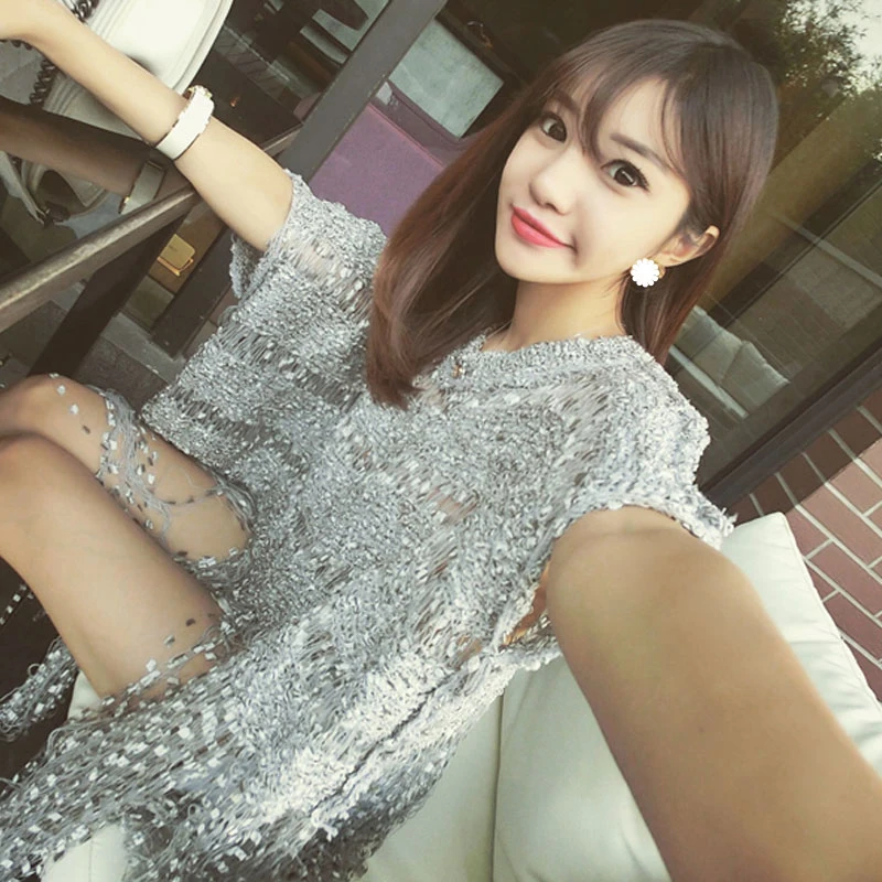 Женский свитер с рукавами летучая мышь Осенний ажурный топ бахромой пикантная