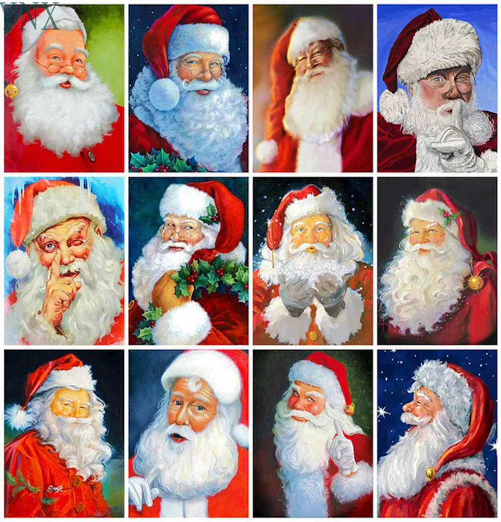 

YNX NEW 5D DIY Diamond Embroidery Mosaic Art Santa CCross Stitch Kit Home Decoration New Year Gift
