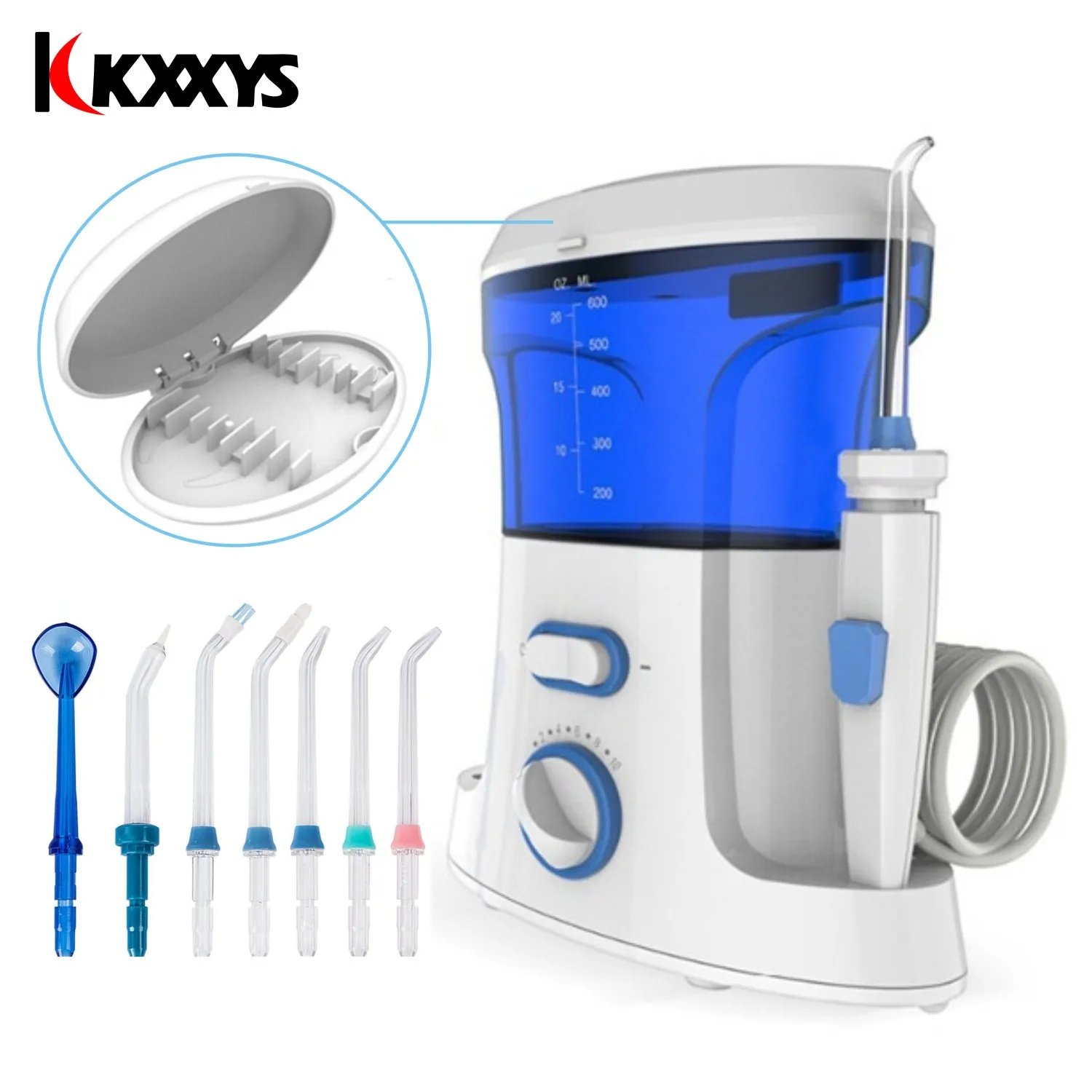 Oral Pulsing Irrigator 7pcs Tips Dental SPA Teeth Water Flosser Water Floss 600ml Oral Hygiene Dental Flosser Water Flossing