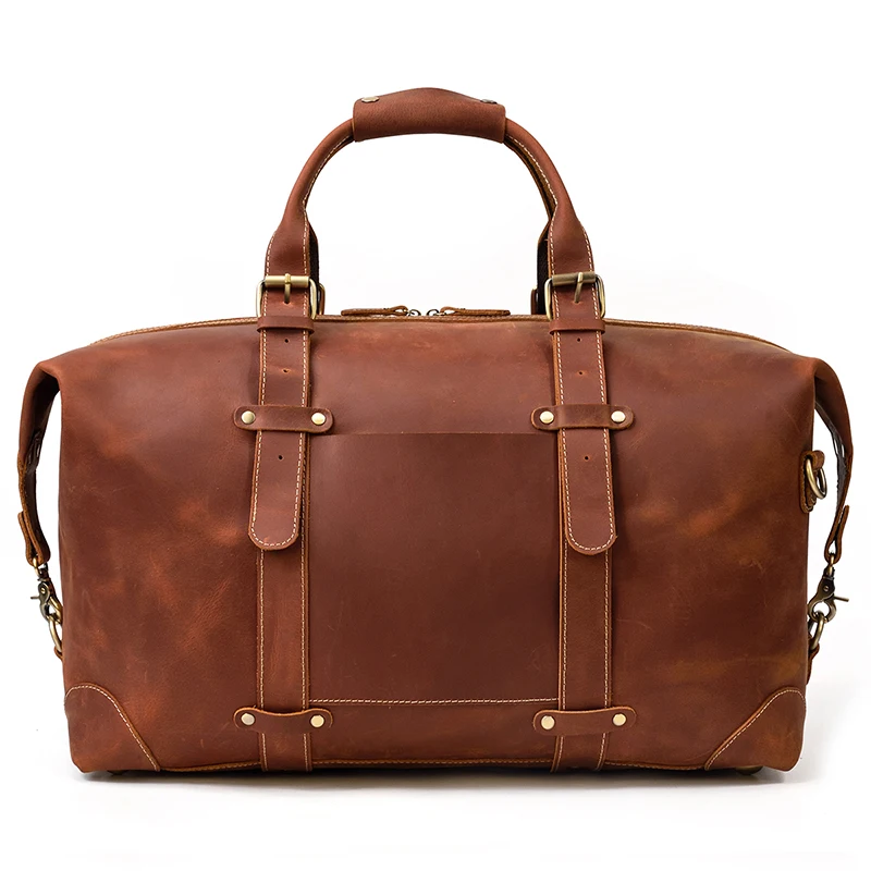 2021 New Design Leather Travel Bag For Men Male Duffle Bag Large Capacity Weekender Bag 50cm Luggage Bag Business Flight