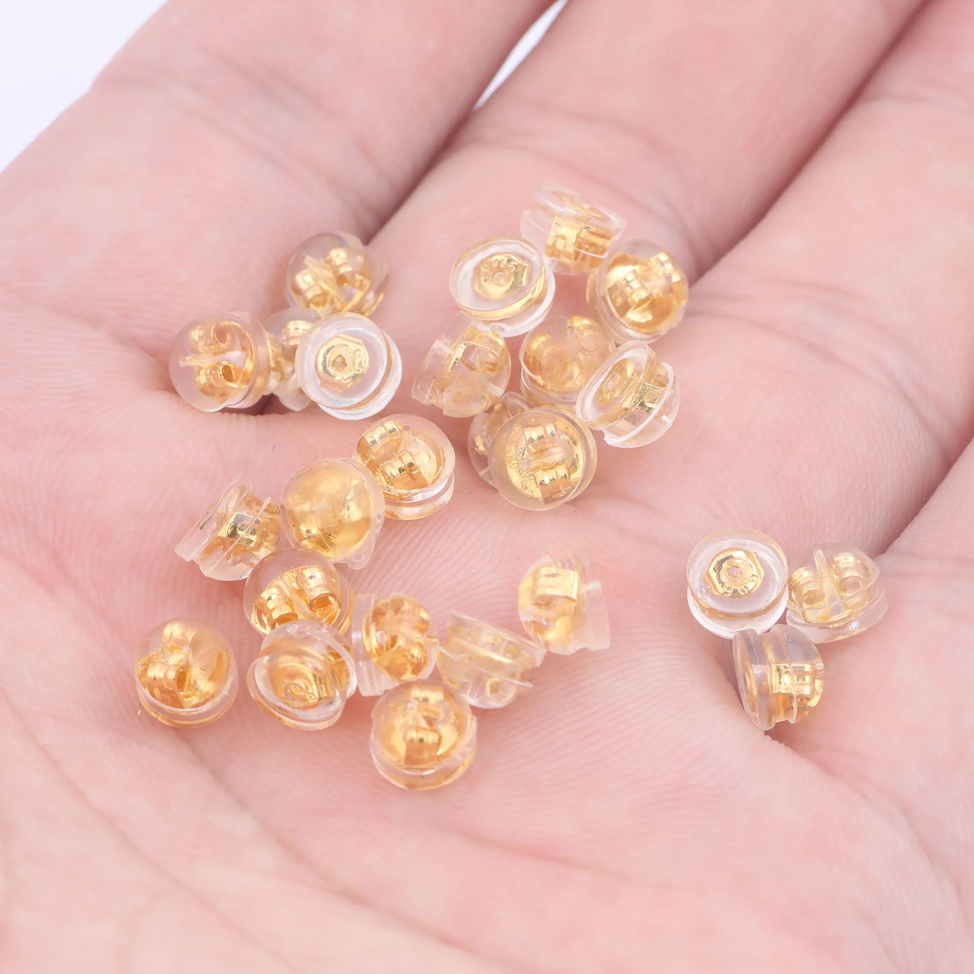 

50pcs Rose Gold Plated silicone Rubber Earring Backs Stopper Diy Accessories For Jewelry Making 5x4mm