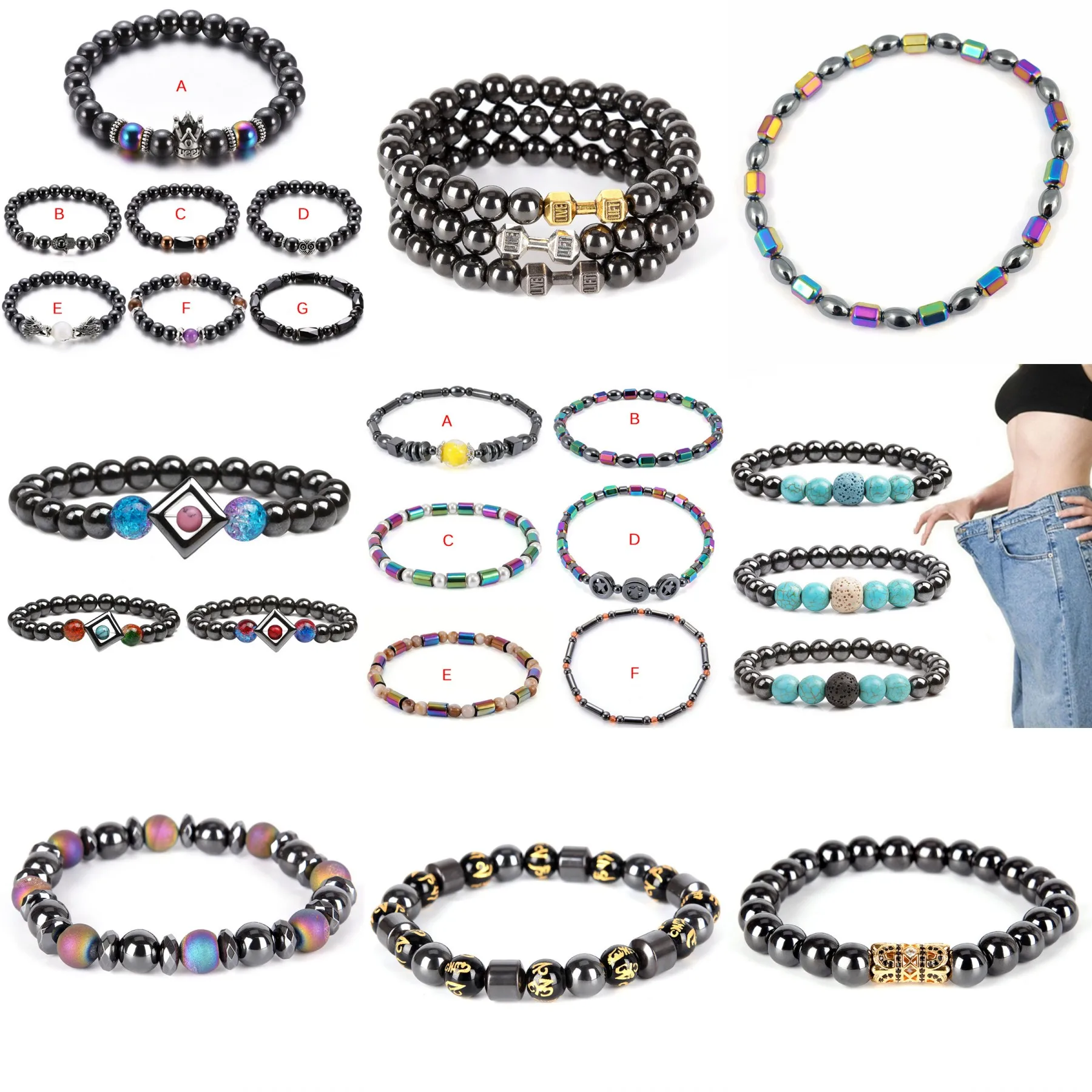 22 Стиль браслет для похудения Круглый Магнитный камень терапия ручная цепочка