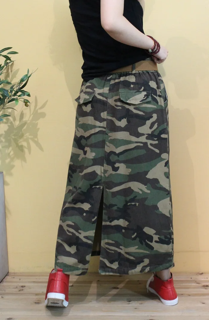 Камуфляжная джинсовая юбка новая Ретро литературная Женская свободная длинная