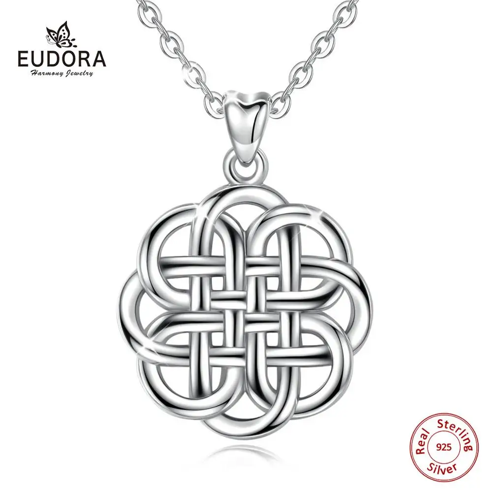 Eudora, Стерлинговое Серебро, кельтский узел, ожерелье, ирландский кулон, вечность, бесконечность, узел, круглые кельтские украшения для женщин, вечерние, подарок D139