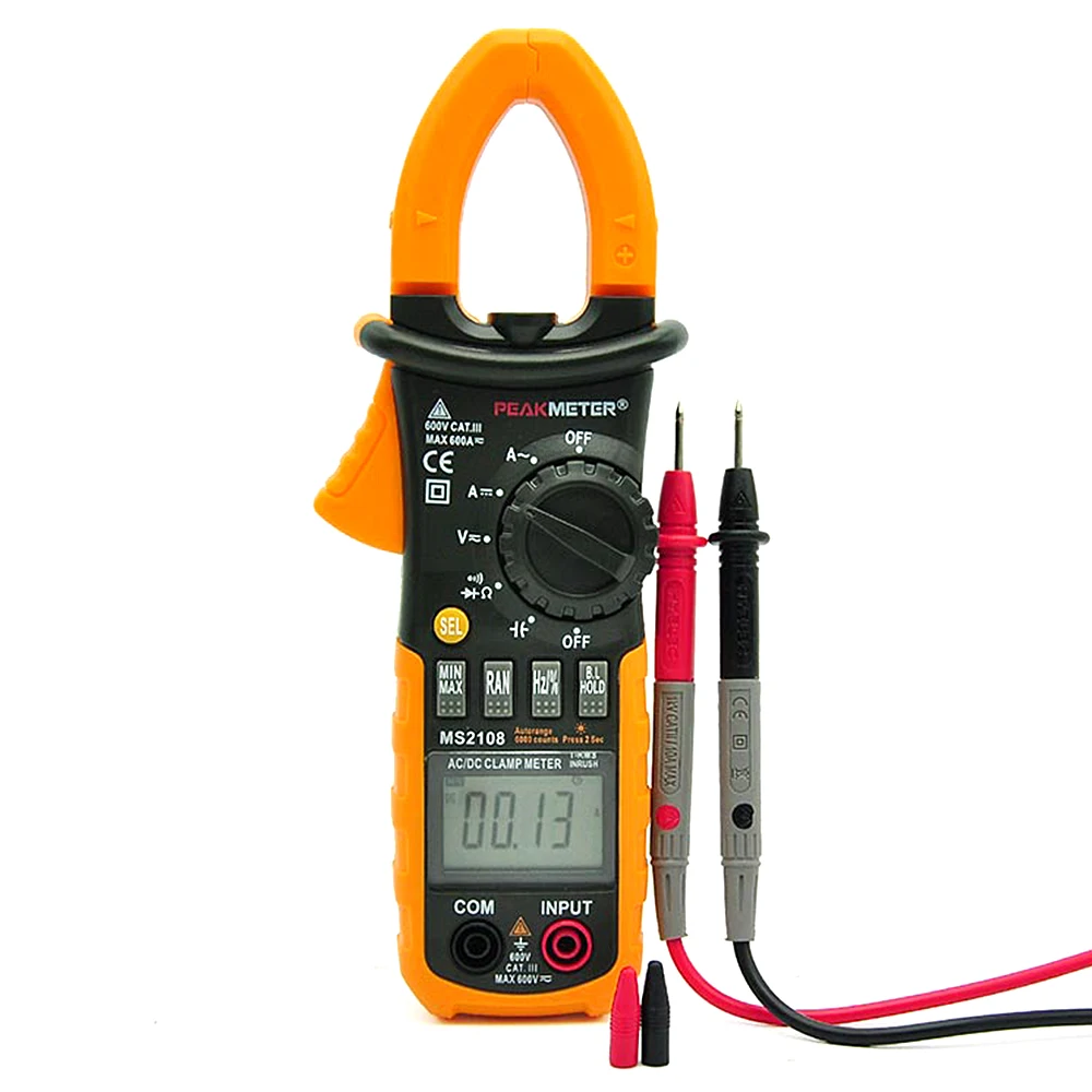 Цифровой мини зажим PEAKMETER PM2108 6600 отсчетов переменный/постоянный ток истинное
