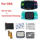 Новинка IPS V2 комплекты ЖК-экранов с корпус на заказ комплект оболочек для GBA ,12 цветов предварительно вырезанный Корпус чехол с подсветкой V2 комплекты экранов