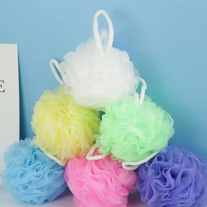 Красочная губка для душа сетчатый пуф скребок ванны спа шарики красочные губки