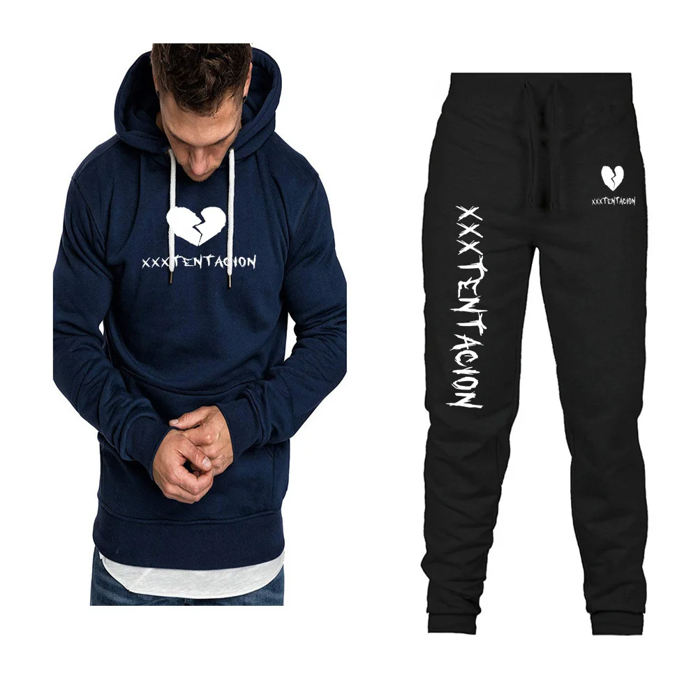 2019 мужской костюм толстовка + брюки из двух частей повседневная одежда мужская