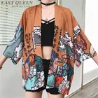 Кимоно женское пляжное в японском стиле, юката, Самурай, хаори, кардиган, рубашка, одежда для косплея, лето