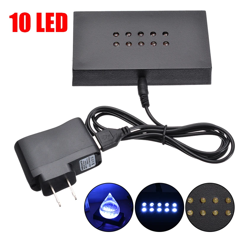 10 светодиодный блестящий белый светильник подставка база Кристалл дисплей