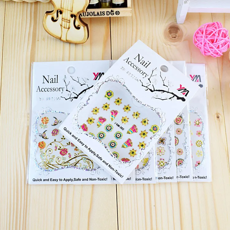 

100Sheets Mixed 3D Nail Art Stickers Self Adhesive Embossed Rose Flower 3D Nail Art Stickers Decals Flower Manicure Stickers