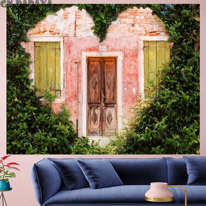 

Heart shape tree tapestry Wall Hanging farmhouse decor pink house Scenic landscape tapestries boheme Polyester Yoga mat beach