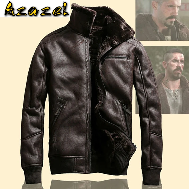 

Russian Style Warm Men's Faux Fur Leather Jacket Shearling Coats Flight Mens Fur Leather Coats Velvet Overcoats Male 2019 A913