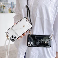 phone case sfor iphone 6 6s 7 8 plus x xr xs max 11 pro max case luxury with lanyard leather wallet card cover phone bags capa