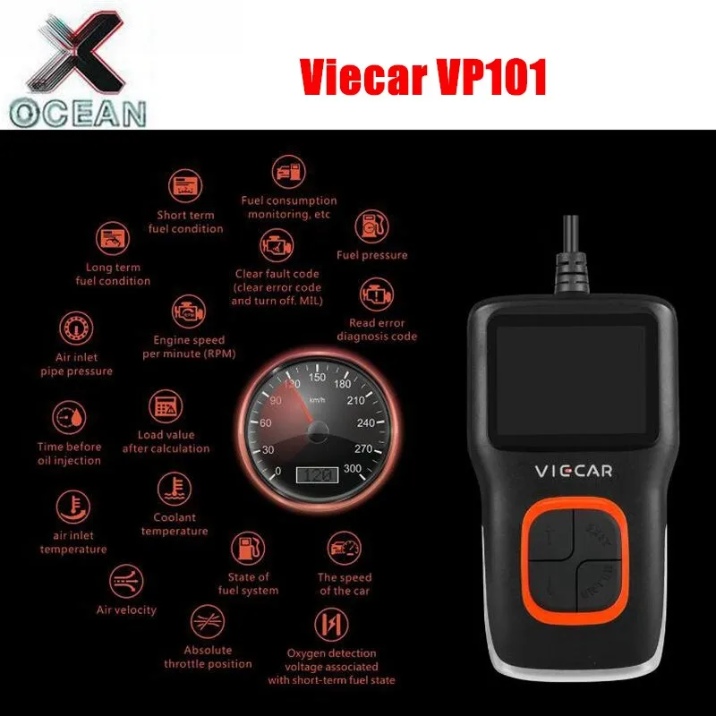 Новейший OBD2 Viecar VP101 Автомобильный сканер для считывания кода считывание и