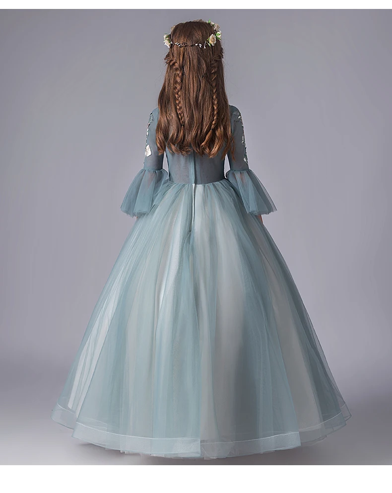 Кружевное платье с цветочной вышивкой для девочек свадебной вечеринки