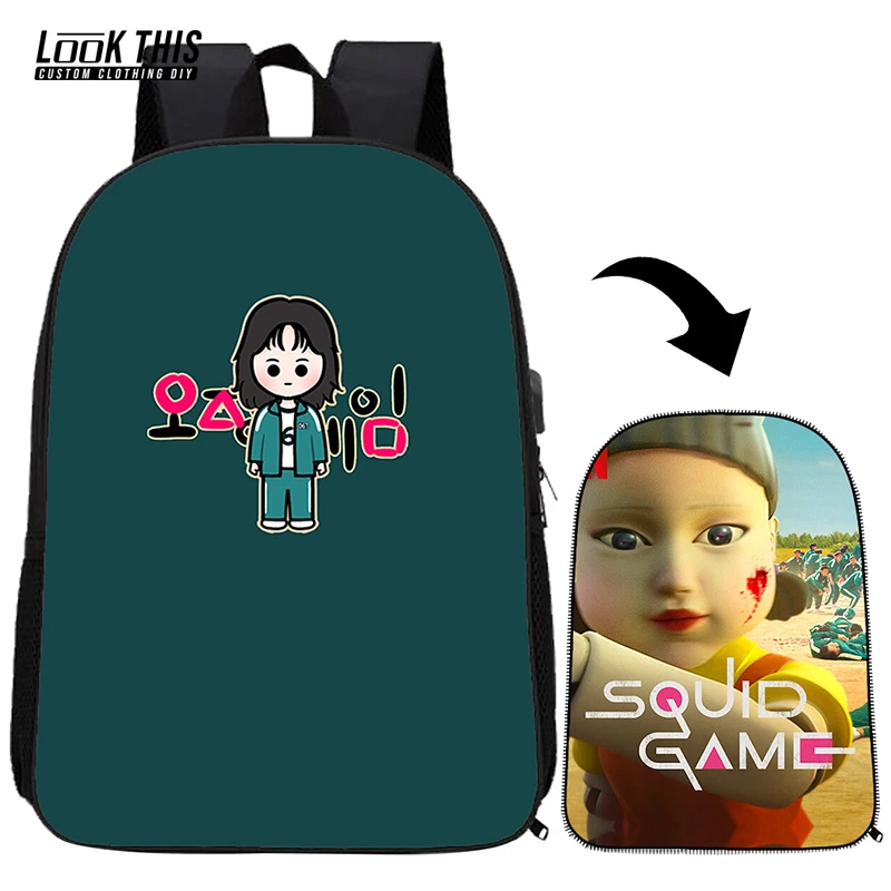 

Squid Game Kids Cartoon 3D Anime Children School Bags Boys Girls Travel Rucksack Gift Teens Bagpacks Student Bookbag Knapsack