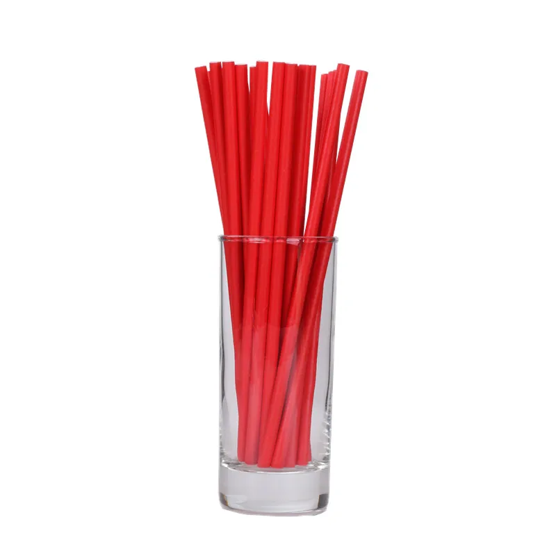 25 шт. однотонные красные Бумага соломинки красного цвета в рождественском стиле