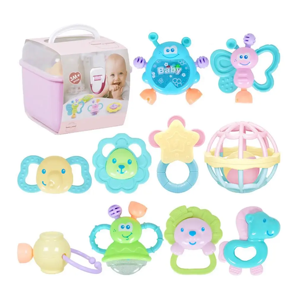 

Rattle Set Baby Toy For Newborn Baby Early Education Puzzle Teething Toys For 0-1 Years Old Baby