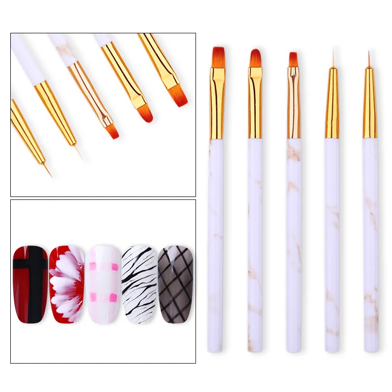 5 шт. УФ гелевая ручка Набор ногтей лайнер живопись кисти для рисования ногти