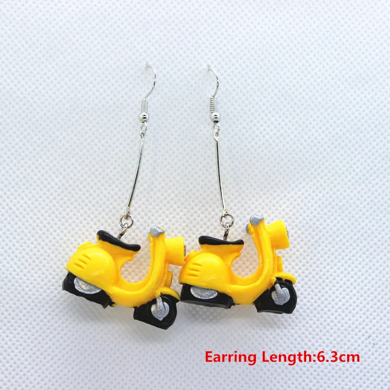 Новинка милые полимерные мини-серьги в форме мотоцикла модные длинные серьги для
