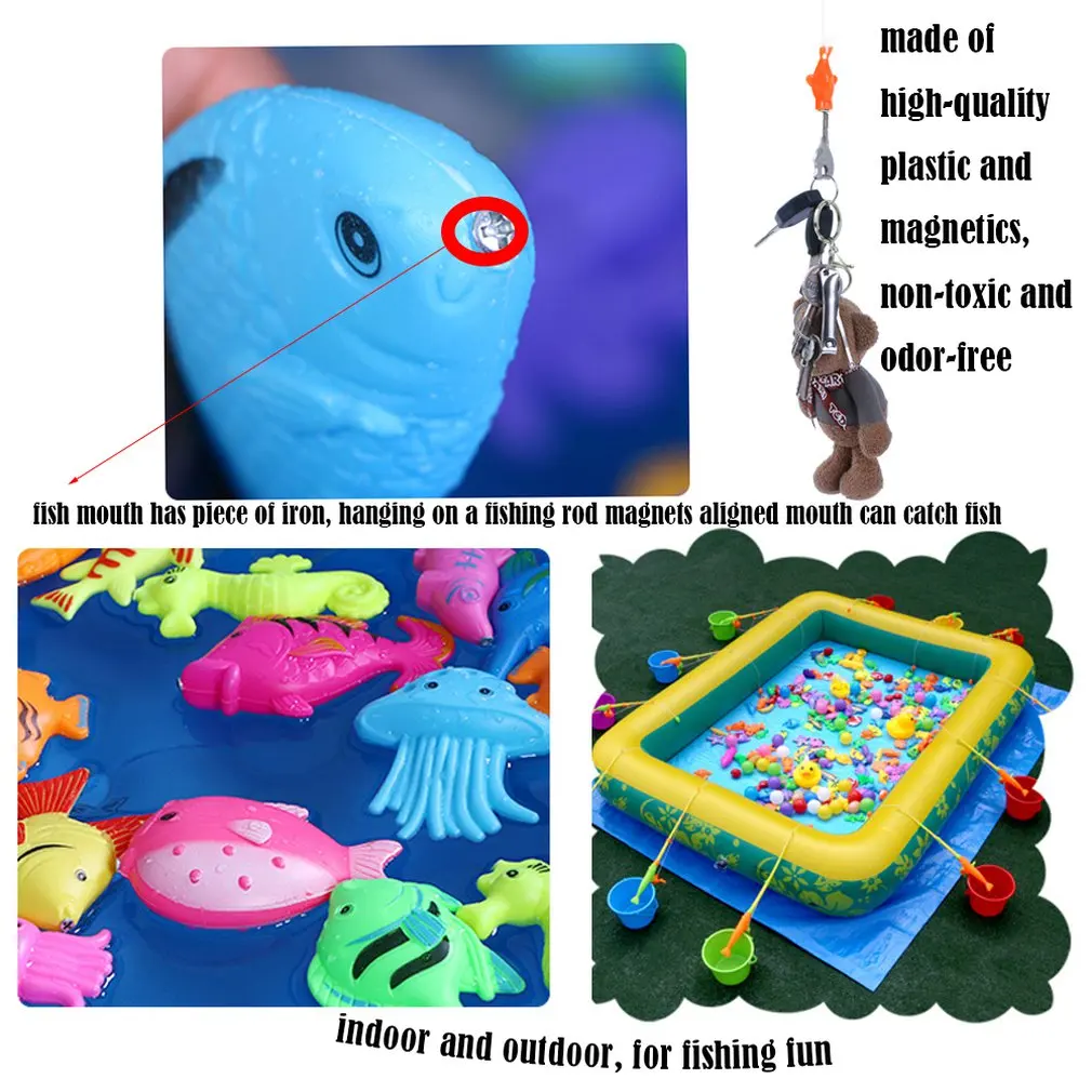 15/27 шт. набор Пластик магнитные игрушки для рыбалки ванны младенца игрушка игра в