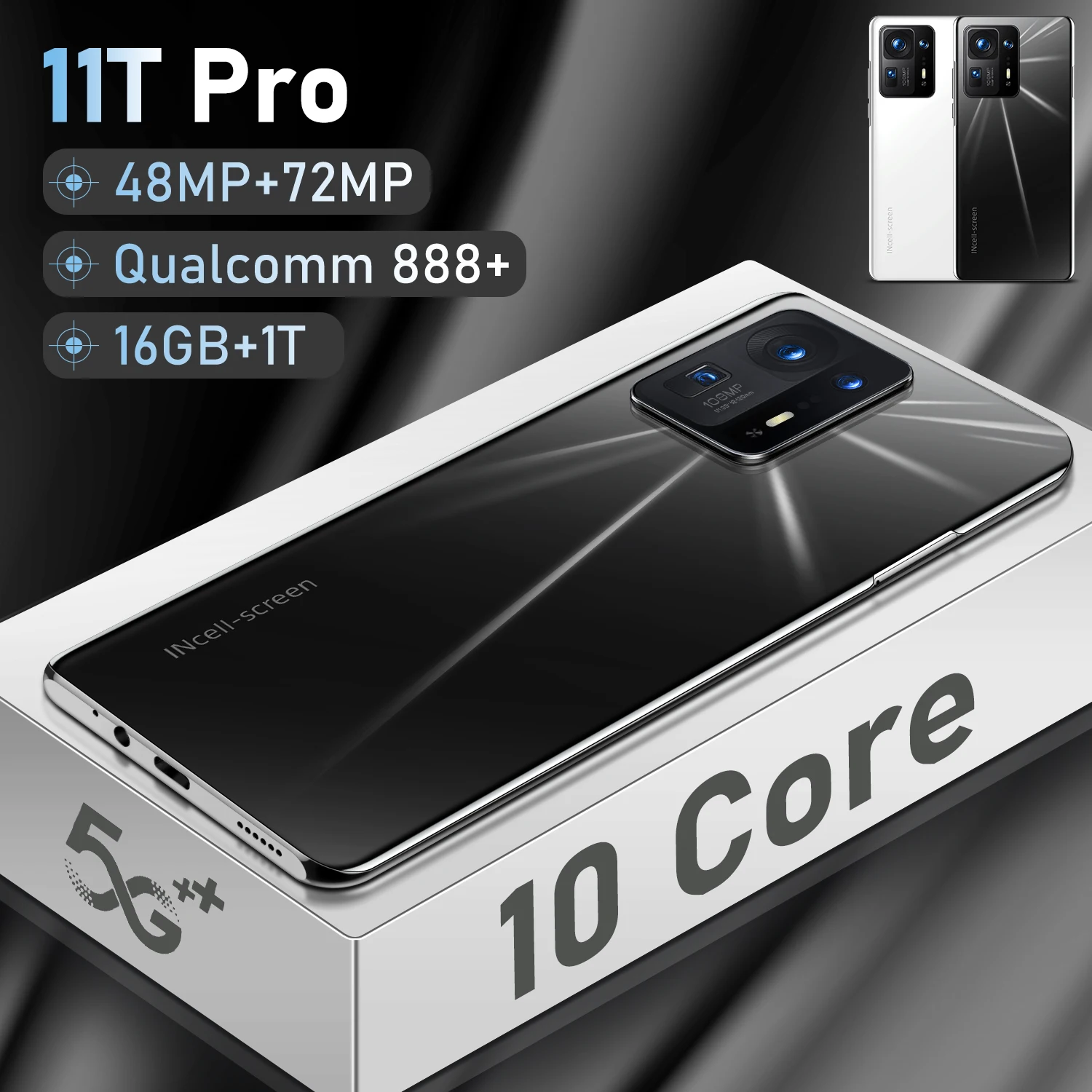 Tel&eacute;fono M&oacute;vil 11T Pro, versi&oacute;n Global, Android OS 12, 7200mAh, Qualcomm 888 + 16GB, 1T, 7,3 pulgadas, desbloqueado, 4G, 5G-4