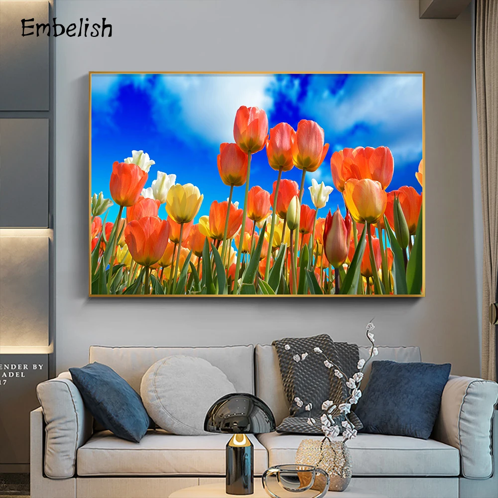 

1 шт. красивые красочные тюльпаны цветы настенные художественные Плакаты для гостиной современный домашний декор HD Печать картины на холст...