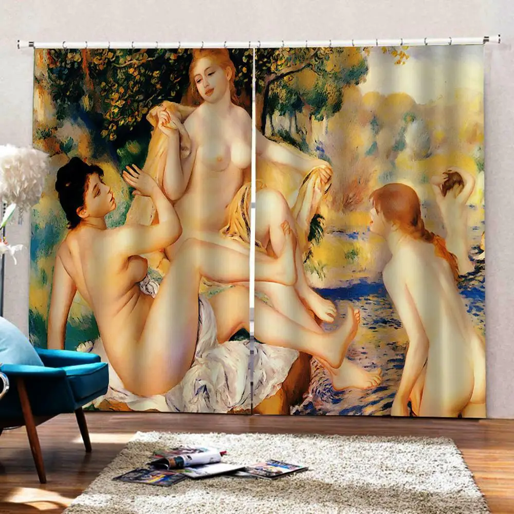 

Европейские занавески, классические шторы с масляным принтом для гостиной, спальни, 3D занавески, популярные художественные занавески для к...