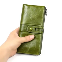 2020 new ladies rfid wallet leather first layer cowhide women wallet multifunctional long coin purse