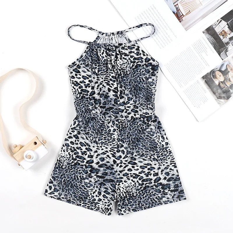 

Summer Girls Romper Leopard Print Fashion Sleeveless Kids Jumpsuits for Toddler Teens Girls 2021 New One Piece Children Clothing