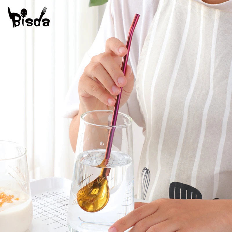 1 шт. Питьевая соломенная ложка с длинной ручкой посуда для бара 18/10 нержавеющая