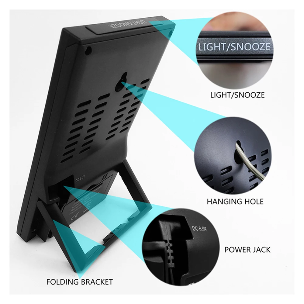 Цифровой настенный будильник Метеостанция для помещения и улицы температура