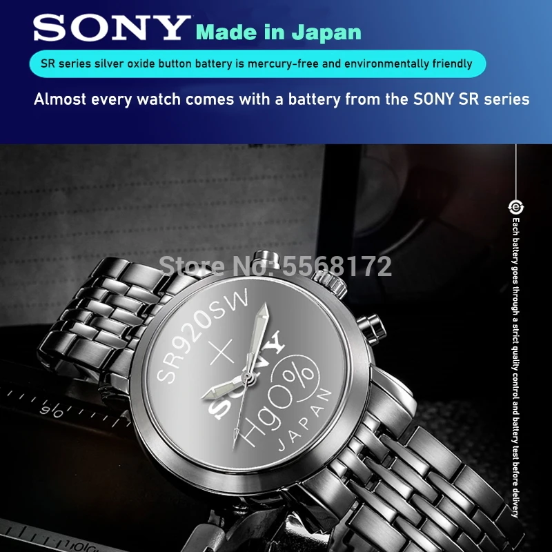10 шт./лот SONY оригинальный AG6 1 5 V серебряные Оксидные батарейки SR920SW SR69 SG6 LR69 171 920 для