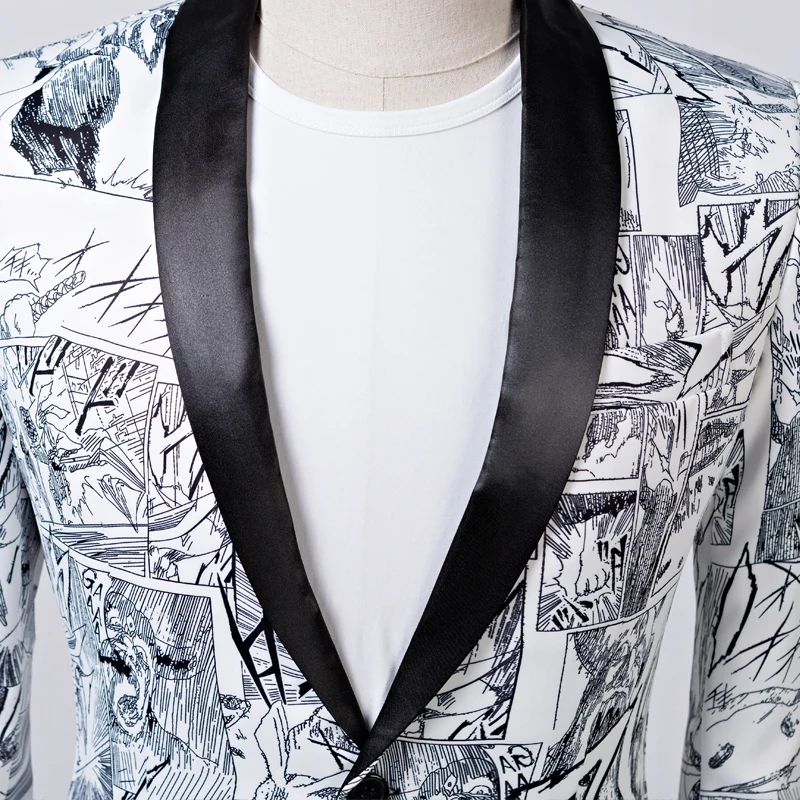 Новый мужской красочный костюм с принтом для студийной хозяйки шалевым